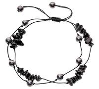 Wizock Tobillera de terahercios/turmalina negra, ajustable, hecha a mano, para mujer, equilibrio energético, joyería de buena suerte