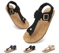 Wizshoe Barefoot Sandalias Mujer Chanclas de Verano Flip Flop Sandals Women Zapato Plano Sandalias de Playa Antideslizante Zero Drop Cómodos Casual Zapatos Negro 39EU