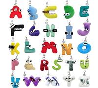 wiztex Alpha Bet Lore - Juego de llaveros, cartas educativas portátiles Alpha Bet Lore Plush, coloridas dibujos animados, cartas educativas, juego de llaveros Alpha Bet Letters (26 unidades),