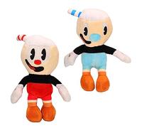 wiztex Cup-Head and Mug-Man Peluche - 23 cm - Juguete de Anime Lavable - Ojos Bordados (Video de Youtube) - Regalo para niños (2 Unidades)