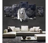 WJDJT 5 Paneles Cuadros En Lienzo Imágenes Decorativas Animal Lobo Wall Art Decoración del Hogar Impresiones HD Póster 200X100Cm Mural De La Decoración De La Pared