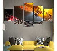 WJDJT Cuadro En Lienzo 200X100Cm Impresión De 5 Piezas Tocadiscos De Consola DJ De Música Tejido No Tejido Impresión Artística Imagen Gráfica Decoracion De Pared Sala De Estar Dormitorio