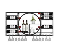 WJDREPKHY Botellero Flotante de Metal con Soporte para Copas - Estante de Pared para Botellas de Licor y Copas - Estante de Bar Multifuncional Que Ahorra Espacio (Negro, 100 x 10 x 52 cm)