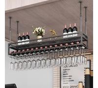 WJDREPKHY Botellero Industrial Redondo Colgante, Estante Flotante para Bar, botellero invertido con Brazo, botellero de Techo con Soporte para Copas, para Bar, cafetería, Cocina, Color Negro (tamaño: