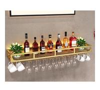 WJDREPKHY Botellero Industrial Redondo Colgante para Vino, de Pared con Soporte para Copas, Estante Flotante para Bar, hogar, Restaurante y Bar (Dorado) (tamaño: 100 x 25 x 14 cm)