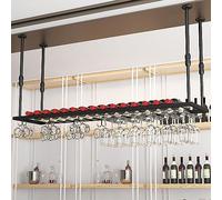 WJDREPKHY Portacopas de champán Colgantes, Negro/Dorado, de Metal, para Copas de Vino, 100-200 cm, de Hierro, para Techo, con Ganchos, fácil de Instalar.