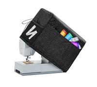 Wjelet Funda para máquina de coser, práctica funda y bolsillos para máquina de coser a mano, funda de polvo plegable de gran capacidad, compatible con Brother y Singer, color negro, Negro ,