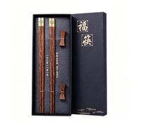 Wjelet Juego de palillos chinos hechos a mano, de madera de cerezo de alta calidad y acero inoxidable, diseño de sushi para adultos y niños, 2 pares en elegante caja de regalo