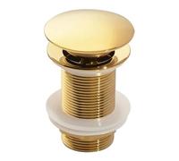 Wjelet Tapón de fregadero, tapón de lavabo emergente, latón dorado cepillado, desagüe ranurado con desbordamiento, tapón de resorte Click Clack para lavabo de baño