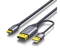 WJESOG Displayport a USB C Cable 6.6ft 4K@60Hz con Alimentación USB, Convertidor DP Macho a Tipo C Macho Compatible con táctil con Nreal Air VR, MacBook Pro/Air 2020/2018, iPad Pro/Air, XPS