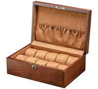 WJFMZS Caja de reloj con 10 ranuras hecha a mano, caja de madera para reloj, estructura de mortaja y espiga, caja de almacenamiento mate para relojes, joyas, pulseras, caja de almacenamiento, color
