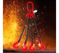 WJFTODAY Cadenas de elevación, Eslinga de Cadena de elevación de Acero aleado G80 de 4 pade Alta Resistencia de 3 toneladas, 2/4 vías, 0,5 m/1,6 pies, Seguridad y Remolque de Carga.