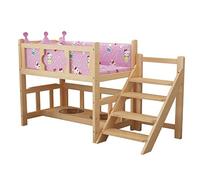 WJFTODAY Cama para Perros Cama para Mascotas de 2 Capas Cama para Perros de Madera Cama edilla con escaleras y barandilla Cuenco para Perros Camas con Estructura de Madera para Perros Cama para Gatos