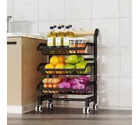 WJFTODAY Carrito de Almacenamiento con Ruedas Ajustable para despensa, Soporte de exhibicedas, Carrito de Cocina de 3, 4 y 5 Niveles para Juguetes de Frutas, Verduras y Chips (Color: Negro, Plateado)