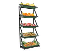 WJFTODAY Carrito de Cocina de 5 Niveles con 10 cestas extraíbles. Estante Comercial para exhibición de Frutas y Verduras para supermercados, oficinas y hogares. Solución de Almacenamiento Multiusos.