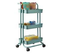 WJFTODAY Carrito de Cocina para Frutas y Verduras, Soporte para refrigerios con Ruedas, efuncional para Bebidas, Dulces, Juguetes, artículos pequeños, Estante para supermercados (Color: Azul y Verde)