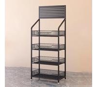 WJFTODAY Carrito portátil de Metal para Dulces con Ruedas y 15 Ganchos, Expositor de 4 o para Patatas Fritas, Expositor para supermercado, Estante para Patatas Fritas, Blanco/Negro, 60 × 27 × 140 cm