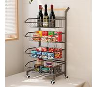 WJFTODAY Carritos utilitarios con Ruedas, Carrito para refrigerios, Cesta para Frutas y va Cocina, baño y Sala de Estar, Estante para refrigerios de 3, 4 y 5 Niveles (Color: Negro, tamaño: 4 Niveles)