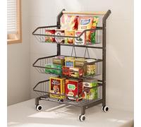 WJFTODAY Carritos utilitarios con Ruedas, Carrito para refrigerios, Cesta para Frutas y va Cocina, baño y Sala de Estar, Estante para refrigerios de 3, 4 y 5 Niveles (Color: Negro, tamaño: 3 Niveles)