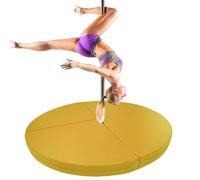 WJFTODAY Colchoneta Redonda Plegable para Pole Dance y Gimnasia, Almohadilla de seguridadpuma de 2,5 a 10 cm de Grosor para Yoga aéreo, Piel sintética anticolisión, Amarilla, 160 cm x 5 cm (63" x 2")