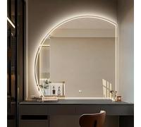 WJFTODAY Espejo de baño LED de 91 x 91 cm: Espejo de tocador de Media Luna Regulable con Able con antivaho, 3 temperaturas de Color y diseño sin Marco para una decoración Moderna y un Toque Elegante.