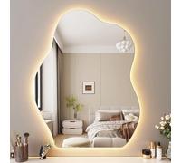 WJFTODAY Espejo de baño LED Regulable con antivaho, luz Frontal Impermeable, Espejo de topara una decoración Elegante del hogar, Espejo de Pared Elegante, Maquillaje y Cuidado Personal.