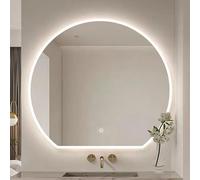 WJFTODAY Espejo de baño LED semicircular, Espejo de Maquillaje Irregular con 3 Opciones d con 3 Opciones de Color, 50 x 45 cm, Montaje en Pared, diseño Moderno para una decoración Elegante del hogar.
