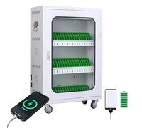 WJFTODAY Estación de Carga para celulares, Carrito de Carga y Almacenamiento para 12 a 60nete de Carga Recargable con Ruedas USB y Cerradura de combinación, gabinete Seguro para teléfono (50 Ranuras)