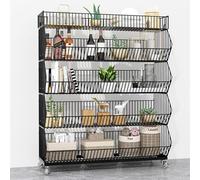 WJFTODAY Estante de Almacenamiento de Alambre Estrecho, Estante Grande para Frutas y verdapas Fritas y supermercados para Tiendas minoristas con Ruedas (Color: Negro de 5 Niveles, tamaño: L 90 cm/35.