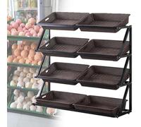 WJFTODAY Estante de exhibición de Frutas y Verduras con cestas para supermercado, Ideal pestas para supermercado, Ideal para despensas, Tiendas de conveniencia y Organizador de refrigerios (4 Capas).