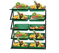 WJFTODAY Estante de exhibición de Frutas y Verduras de 5 Niveles, Estante de Mercado con stas, Estante de exhibición de refrigerios, Estante de Almacenamiento para supermercado, Tienda, Cocina, Verde