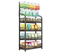 WJFTODAY Estante de exhibición de pie Negro para refrigerios, Expositor Comercial para supermercados, Tiendas de conveniencia, Salas de Estar, dormitorios y cocinas, Gran Capacidad (60 x 27 x 146 cm)