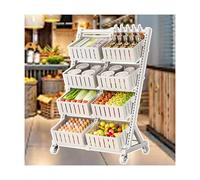 WJFTODAY Estante de exhibición de refrigerios de Metal, Carrito de Almacenamiento de frutendas y cocinas del hogar, Blanco, 73 x 40 x 112,5 cm - Elegante Organizador de estantes para refrigerios