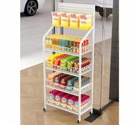 WJFTODAY Estante de exhibición de supermercado, Carrito Organizador de 4 Niveles de alambganchos, Canasta Delgada de 27 cm para Frutas y Verduras para Cocina (tamaño: 50 x 27 x 140 cm/19,7 x 10,6 x 5