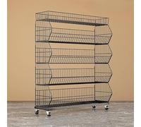 WJFTODAY Estante de exhibición Grande de Alambre para refrigerios con Ruedas, Estante de y Verduras, Organizador de Tienda minorista para Papas Fritas Dulces (Color: Negro de 5 Niveles, tamaño: L 12