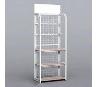 WJFTODAY Estante de exhibición minorista de 5 Niveles, de 24,6 Pulgadas de Ancho, con Gane Ancho, con Ganchos, para Papas Fritas y refrigerios, de Metal Multifuncional, para supermercados, Tiendas, A