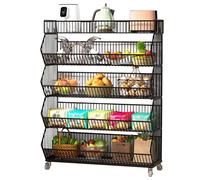 WJFTODAY Estante de exhibición para minoristas, Carrito Grande Negro para Canasta minoris 5 Niveles, Organizador de Almacenamiento de Papas Fritas para despensa, Cocina, Dormitorio (Color: 5 Niveles)