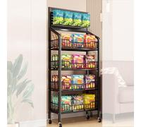 WJFTODAY Estante de exhibición para refrigerios de Piso - Estante Grande de supermercado ces y Galletas - Carrito de Almacenamiento de Alimentos (Tamaño: 4 Niveles, 50 cm/15,7 Pulgadas, Color: Negro)