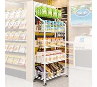 WJFTODAY Estante de exhibición para refrigerios de Piso - Estante Grande para supermercad, Dulces y Galletas - Carrito para almacenar Alimentos (tamaño: 4 Niveles, 50 cm/15,7 Pulgadas, Color: Blanco)