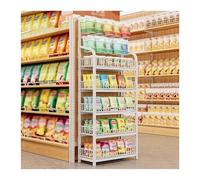 WJFTODAY Estante de exhibición para refrigerios, Estante para refrigerios de supermercadocon Canasta de Almacenamiento, Soporte Organizador de Frutas y Verduras para Cocina (Blanco, 70 * 27 * 166 cm)