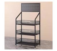 WJFTODAY Estante de exhibición para supermercado, Organizador de refrigerios, Estante parerios, Estante para almacenar Bebidas, Alimentos pequeños y Juguetes contra la Pared (Negro, 60 x 27 x 106 cm)