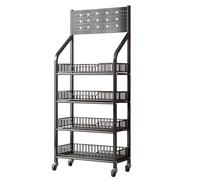 WJFTODAY Estante de exhibición para Tiendas, Estante para refrigerios, Organizador comerce exhibición de Metal con 15 Ganchos, Ruedas Resistentes para Papas Fritas, Pan y Dulces en Tiendas/cocinas, B