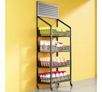 WJFTODAY Estante de exhibición para Tiendas, Expositor de Piso con Ruedas y Ganchos para uedas y Ganchos para Dulces, versátil para supermercados y hogares, Ideal para organizar refrigerios y Dulces.