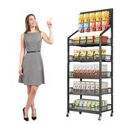 WJFTODAY Estante de exhibición Resistente para Papas Fritas, Organizador de refrigerios dcados, hogares, cocinas, Tiendas de conveniencia, Estante de exhibición de Alambre metálico (50 x 27 x 165 cm)