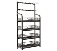 WJFTODAY Estante de supermercado de 4 y 5 Niveles con barandilla, Expositor Grande para PS Fritas, Organizador de Frutas y Verduras para Cocina (Color: 4 Niveles Negro, tamaño: L 60 cm/23,6 Pulgadas)