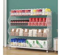 WJFTODAY Estante Grande para bocadillos de supermercado con barandilla, Soporte de alambrmiento de Cocina de 4 a 5 Capas, Estante de Tienda de conveniencia de pie (Color: Blanco, tamaño: 60 x 45 x 11
