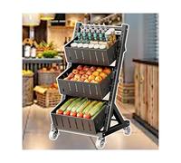 WJFTODAY Estante metálico para Aperitivos - Carrito de pie para Frutas, Verduras y Patata, Verduras y Patatas Fritas - Estante versátil para el hogar, la Cocina y la Tienda - Negro, 38 x 40 x 85,5 cm