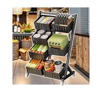 WJFTODAY Estante metálico para exhibición de refrigerios - Carrito de Almacenamiento de Pas Fritas - para Uso minorista y doméstico - Negro, 73,5 x 39,5 x 112,7 cm - Estante Duradero para refrigerios