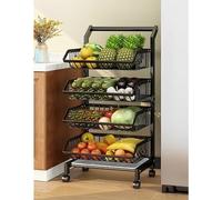 WJFTODAY Estante metálico para supermercado, Carrito Organizador Independiente con ruedastas y Verduras de 3, 4 o 5 Niveles, con Alambre Ajustable, para despensa, Oficina y Tienda (tamaño: 3 Niveles)