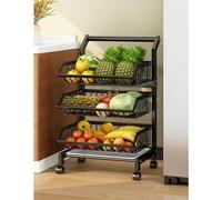 WJFTODAY Estante metálico para supermercado, Carrito Organizador Independiente con ruedastas y Verduras de 3, 4 o 5 Niveles, con Alambre Ajustable, para despensa, Oficina y Tienda (tamaño: 3 Niveles)